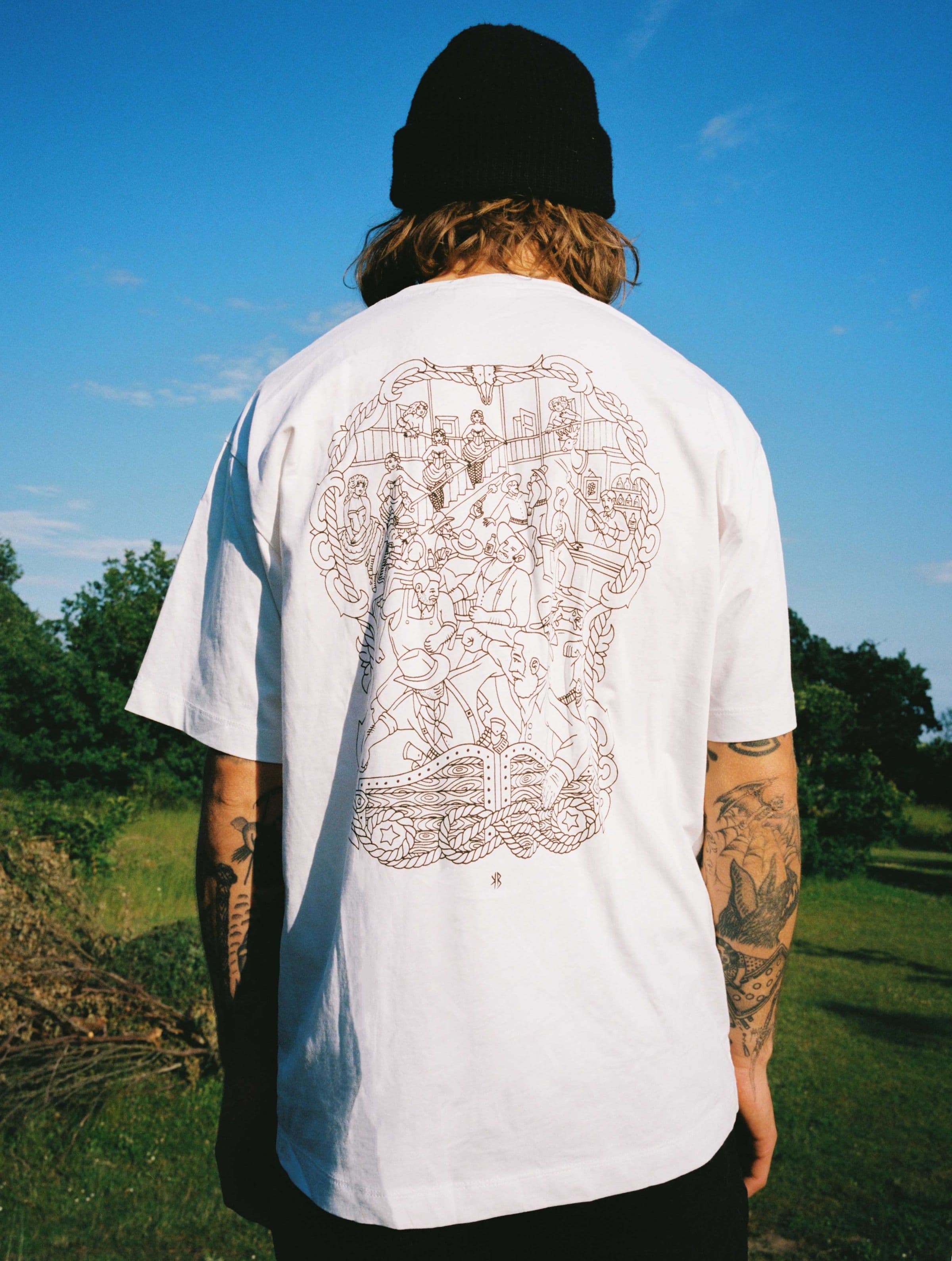 Streetwear clothing, baekkel tee in white worn by KEVIN BAEKKEL, Beyond Medals, 2024, back