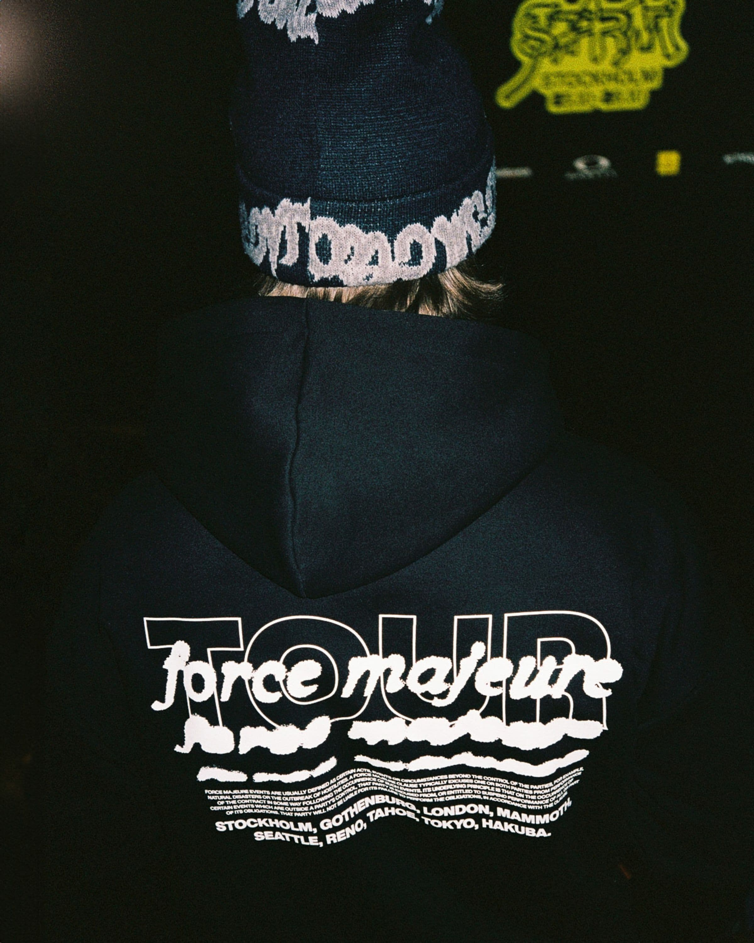 Streetwear clothing, force majure hoodie in black worn by GFUNK, Beyond Medals, 2024, detail2