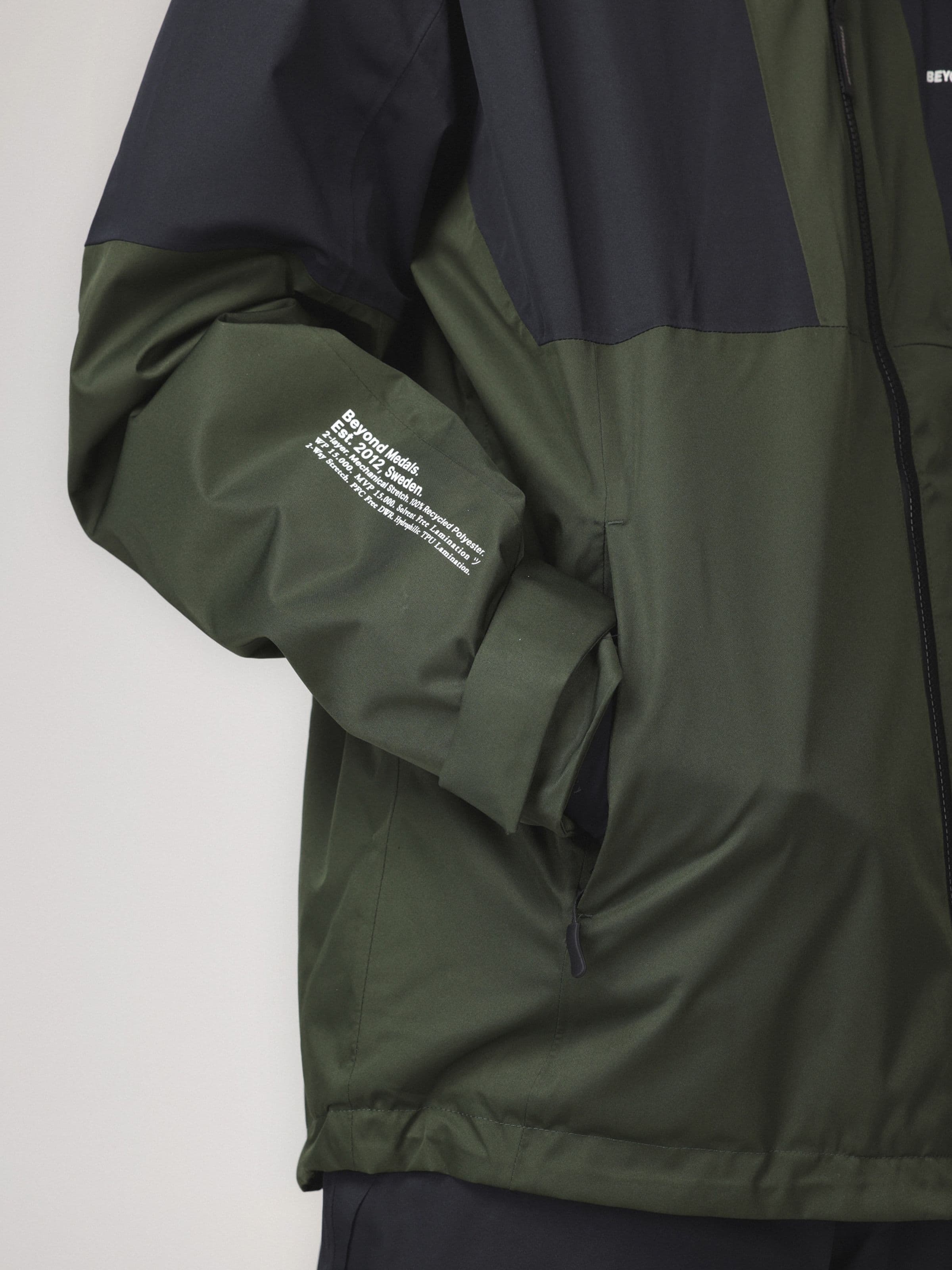 Winter snow jackets, Full Zip Jkt in green worn by model, Beyond Medals, 2024