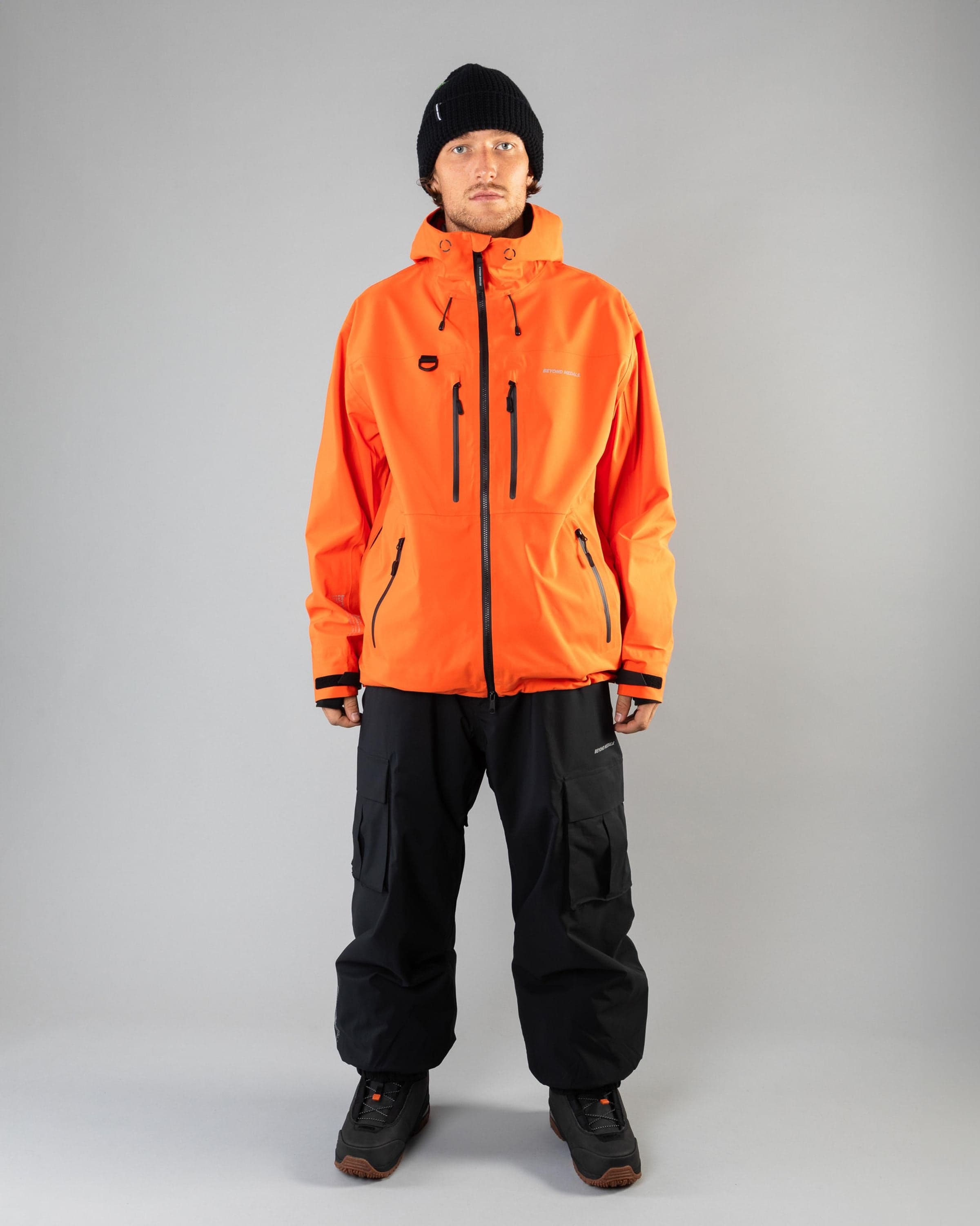 Outerwear clothing, pro tech jacket 3l in orange worn by LUDVIG BILLTOFT, Beyond Medals, 2024, full front