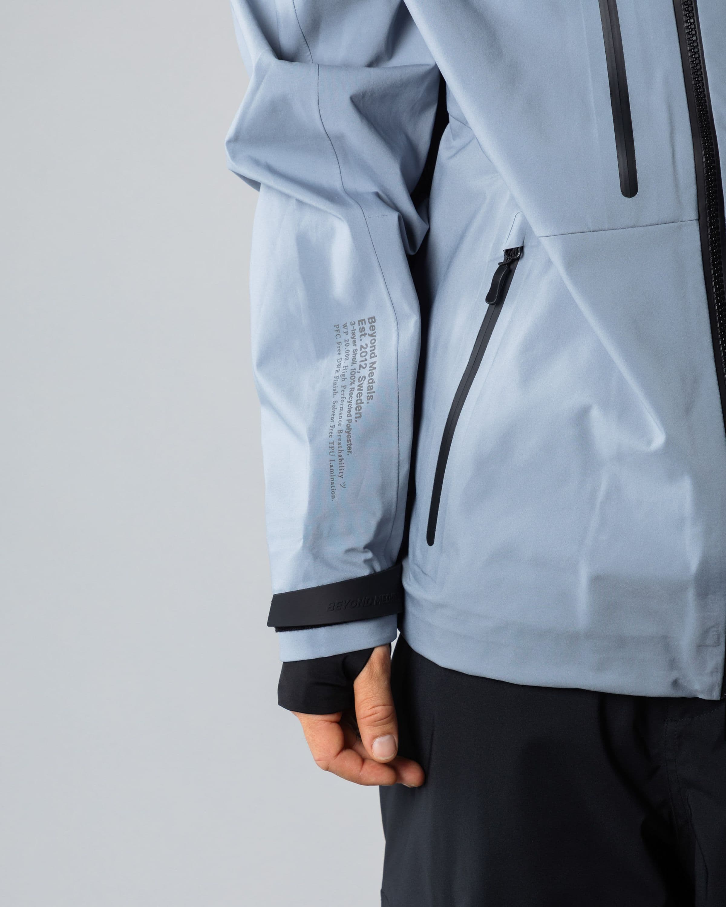 Outerwear clothing, pro tech jacket 3l in pale blue worn by TOR LUNDSTRÖM, Beyond Medals, 2024, detail5