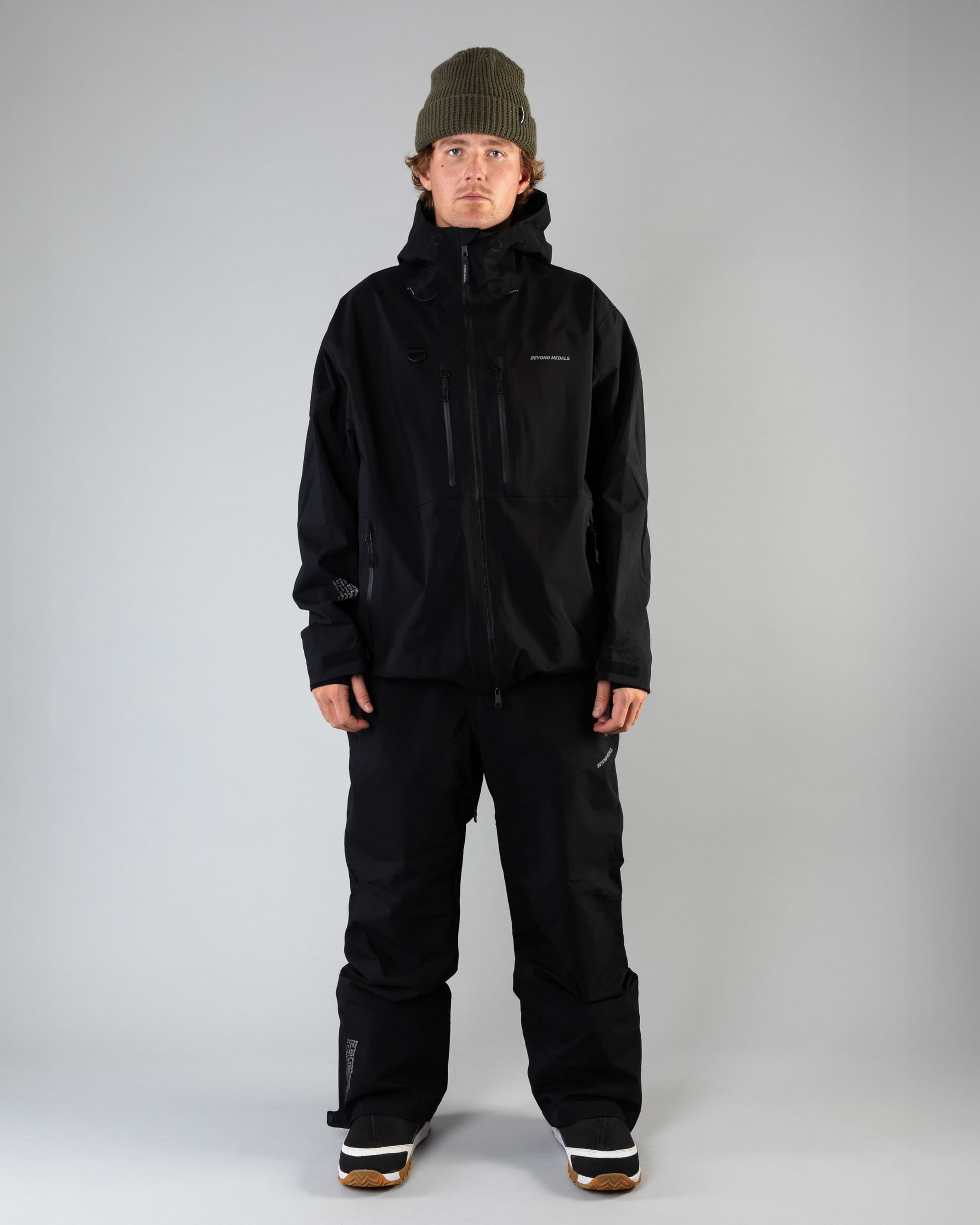 Outerwear clothing, pro tech jacket 3l in black worn by SEBBE DE BUCK, Beyond Medals, 2024, full front