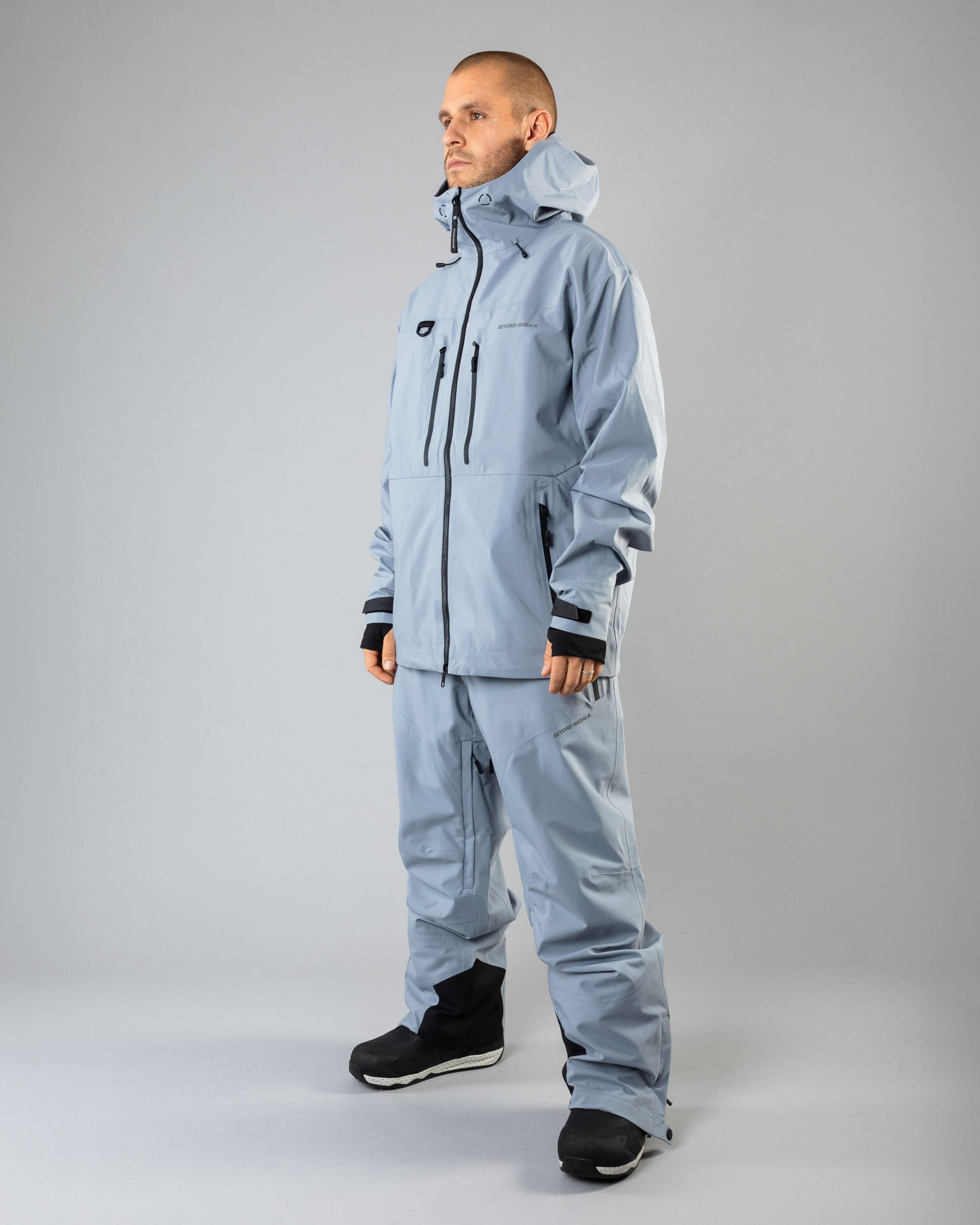 Outerwear clothing, tech bib 3l in pale blue worn by TOR LUNDSTRÖM, Beyond Medals, 2024, full kit