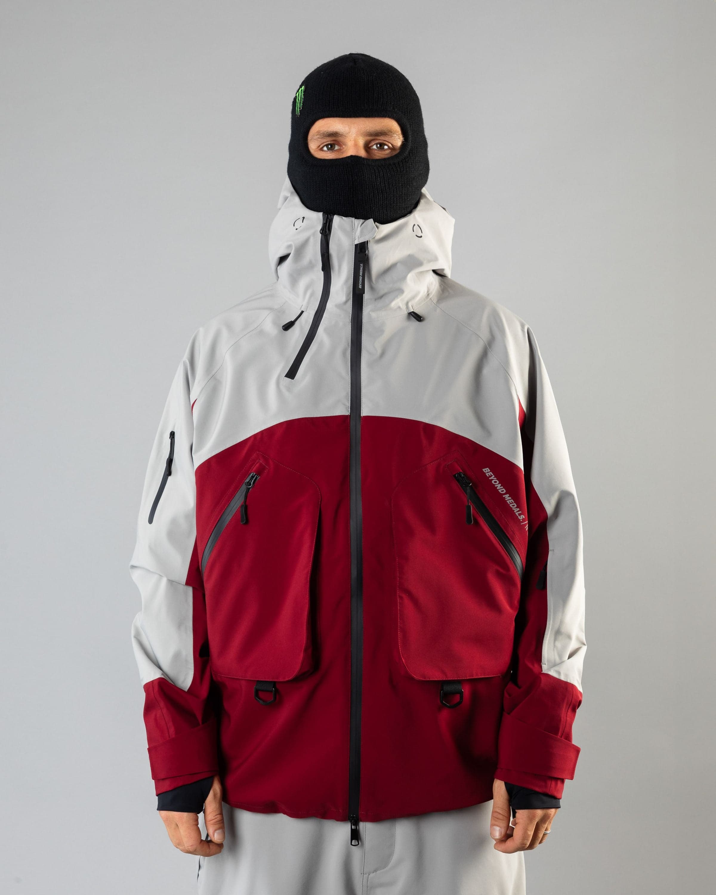 Outerwear clothing, beyond medals x nomadik jacket 3l in red worn by TOR LUNDSTRÖM, Beyond Medals, 2024, front