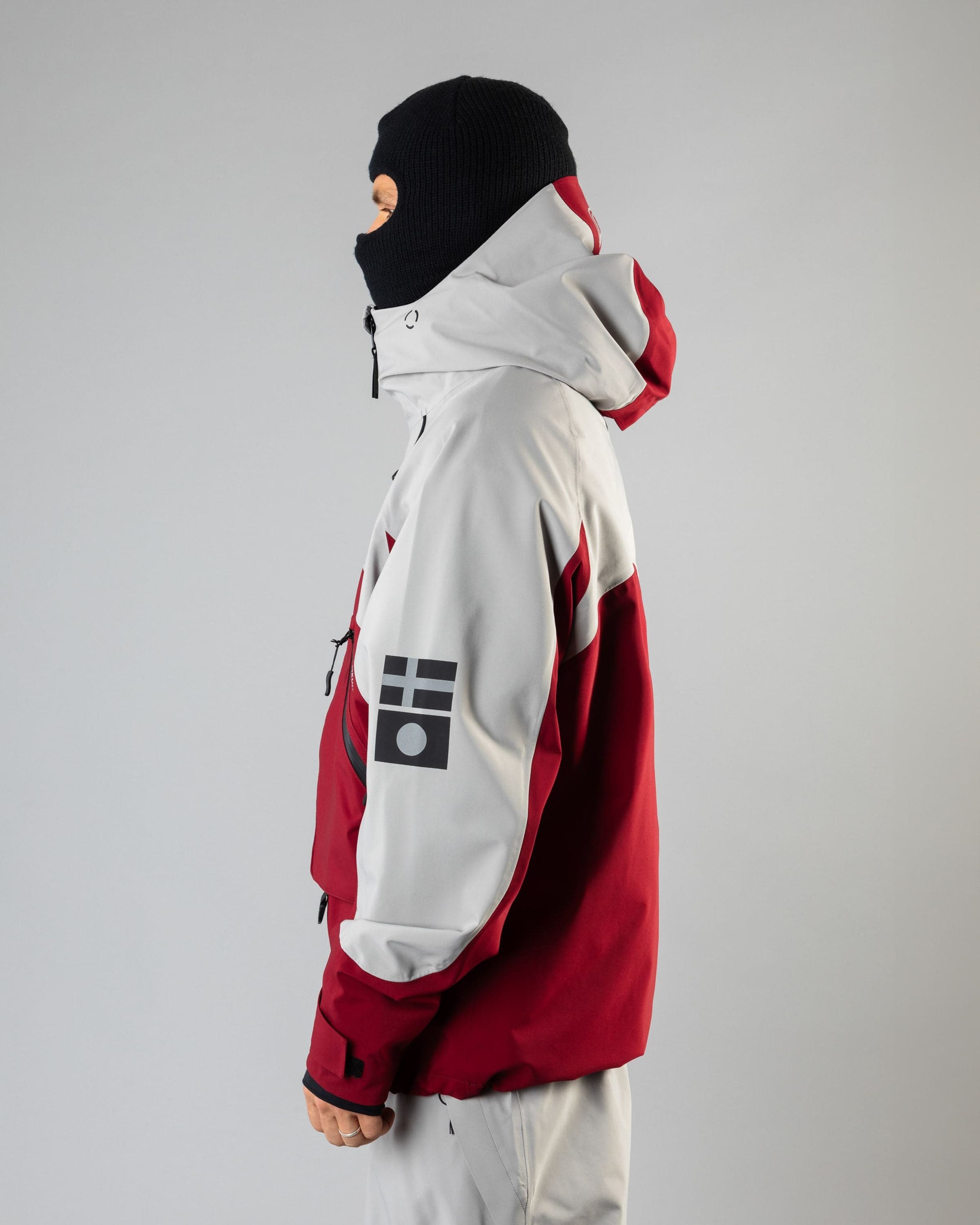 Outerwear clothing, beyond medals x nomadik jacket 3l in red worn by TOR LUNDSTRÖM, Beyond Medals, 2024, side