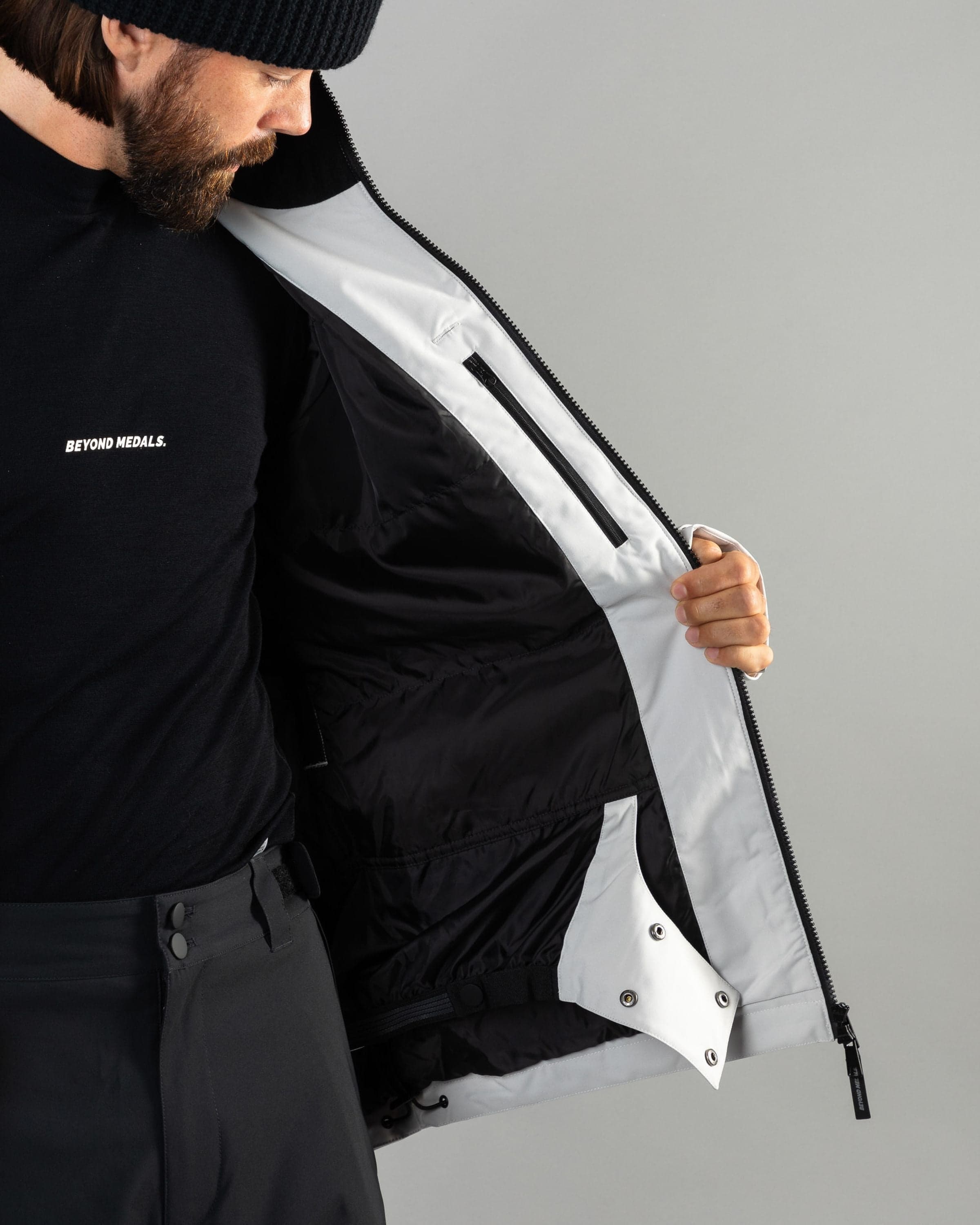 Outerwear clothing, fullzip jacket 2l in grey worn by ULRIK BADERTSCHER, Beyond Medals, 2024, detail7