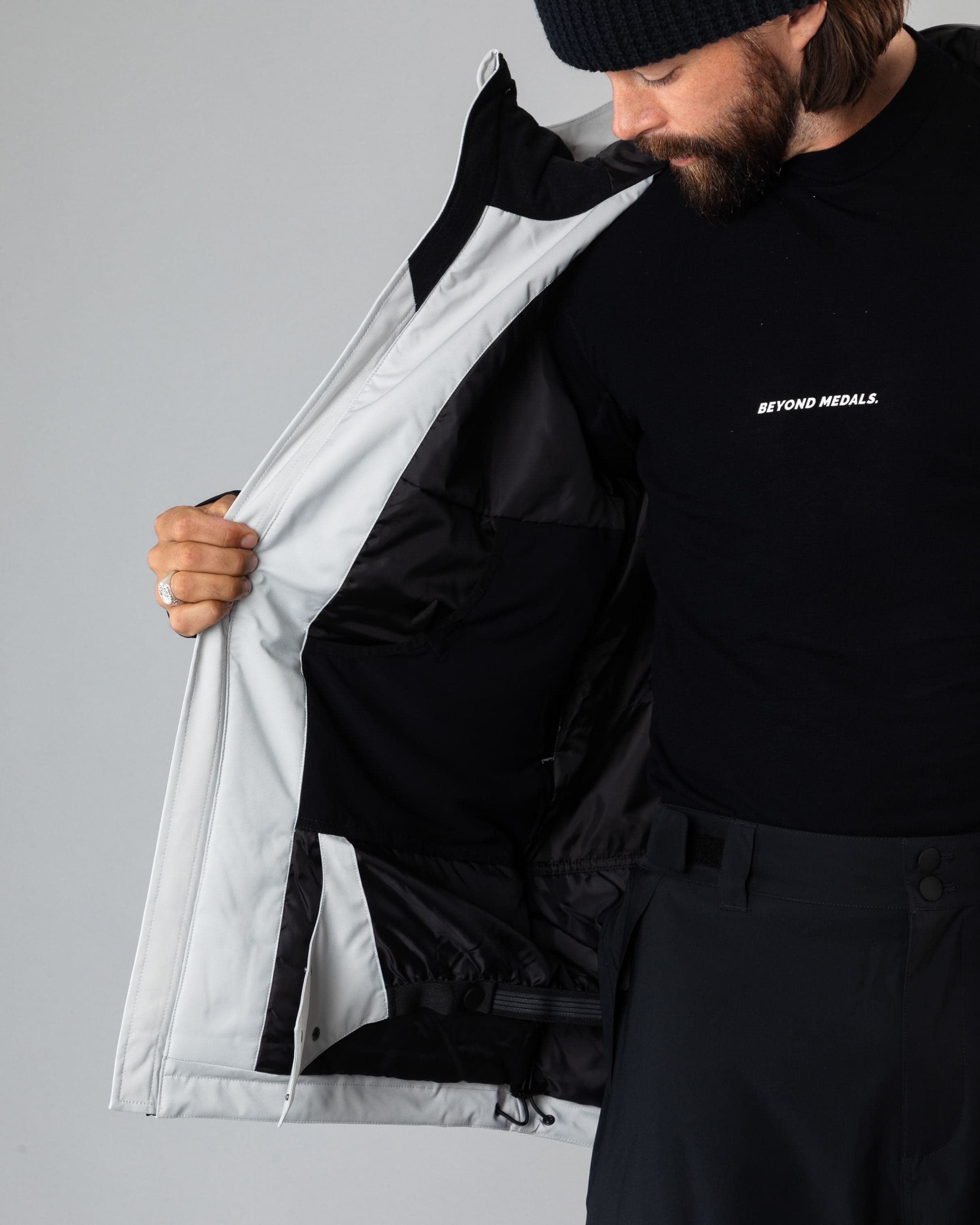 Outerwear clothing, fullzip jacket 2l in grey worn by ULRIK BADERTSCHER, Beyond Medals, 2024, detail6