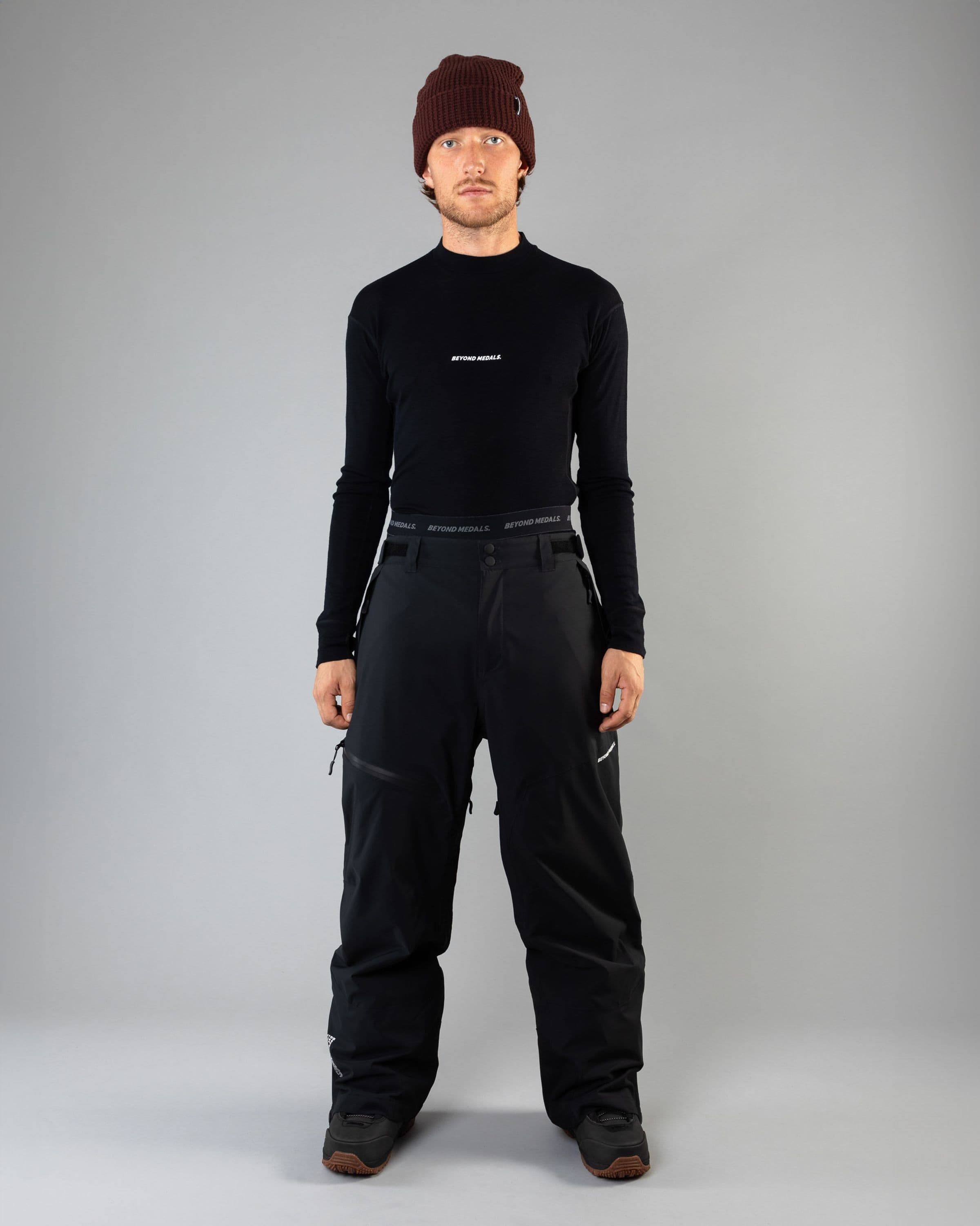 Outerwear clothing, zip pants 2l in black worn by LUDVIG BILLTOFT, Beyond Medals, 2024, full front
