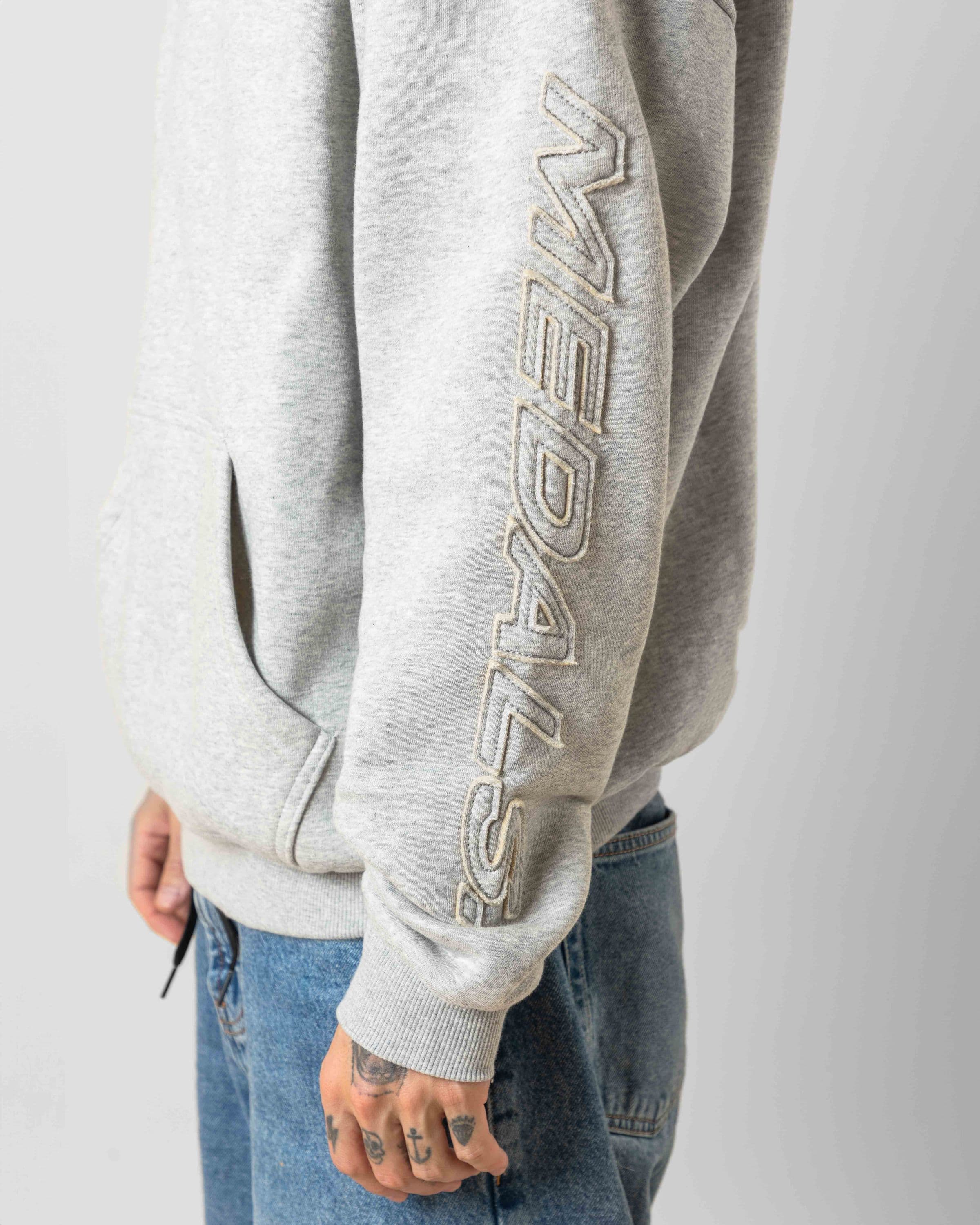 Streetwear clothing, incognito hoodie in grey worn by KEVIN BÄCKSTRÖM, Beyond Medals, 2024, detail1