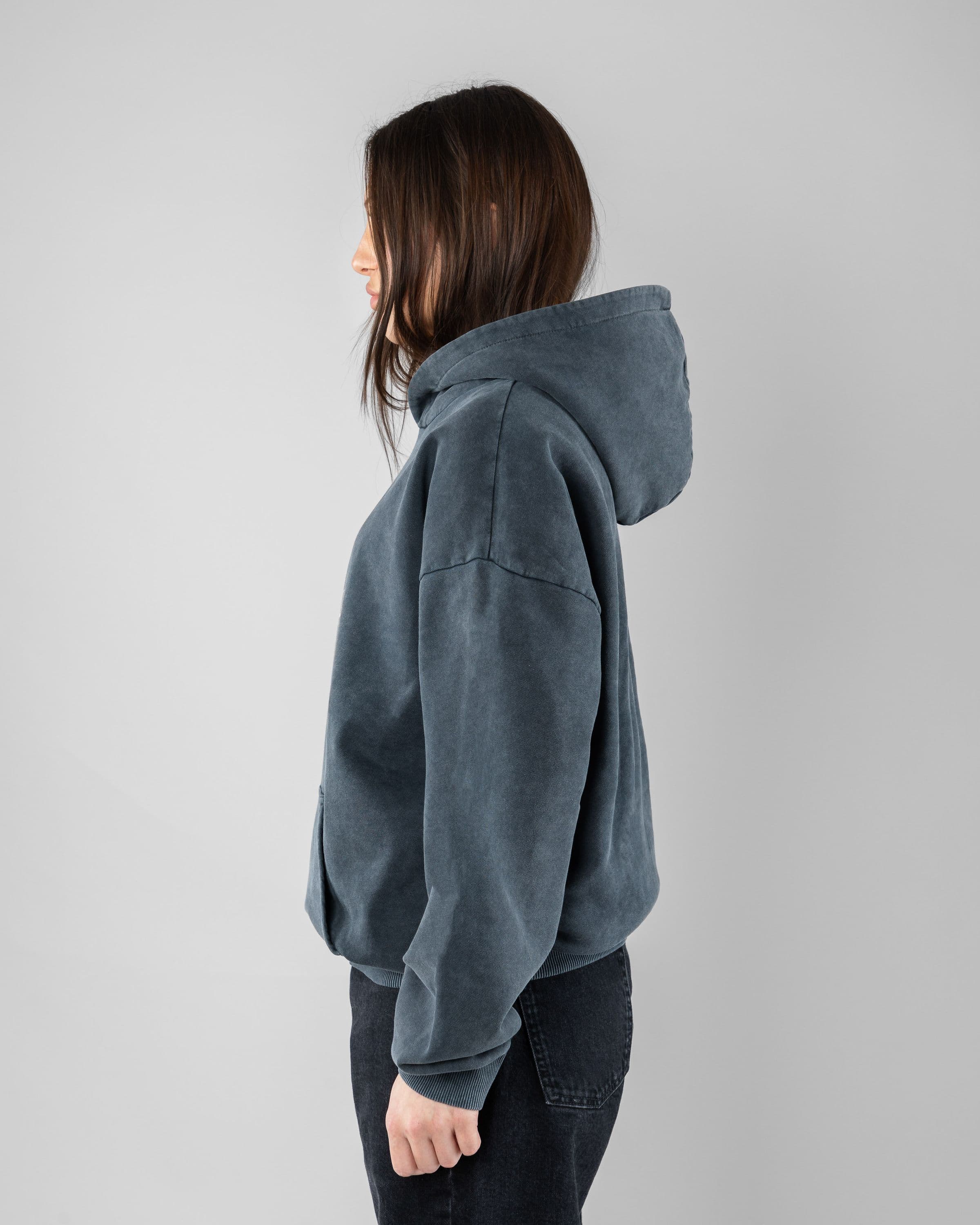 Acid Sin Hoodie Beyond Medals Snowboard & Streetwear Model image side with Saga as model