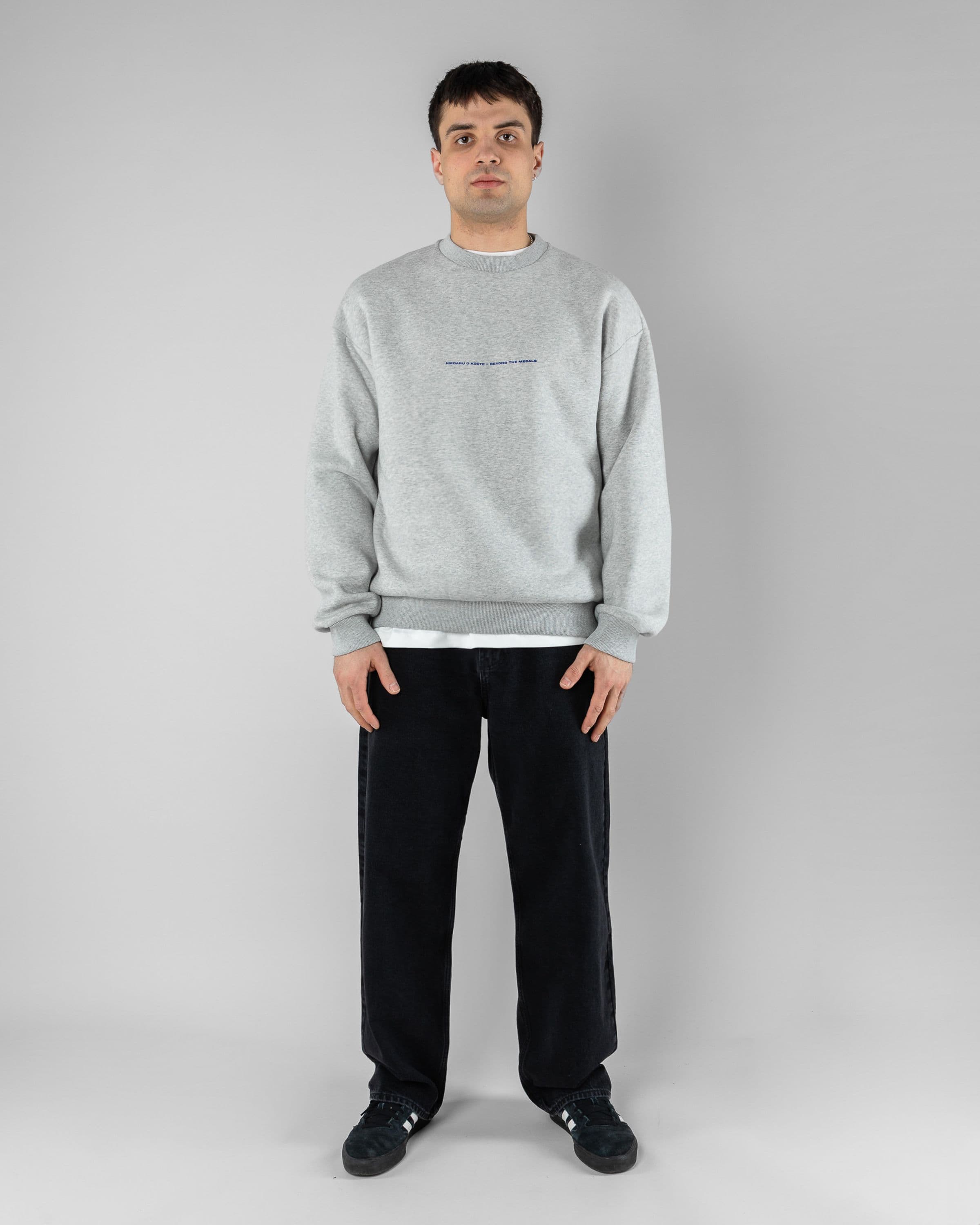 Hokkaido Crewneck Beyond Medals Snowboard & Streetwear Model image front with Magnus as model