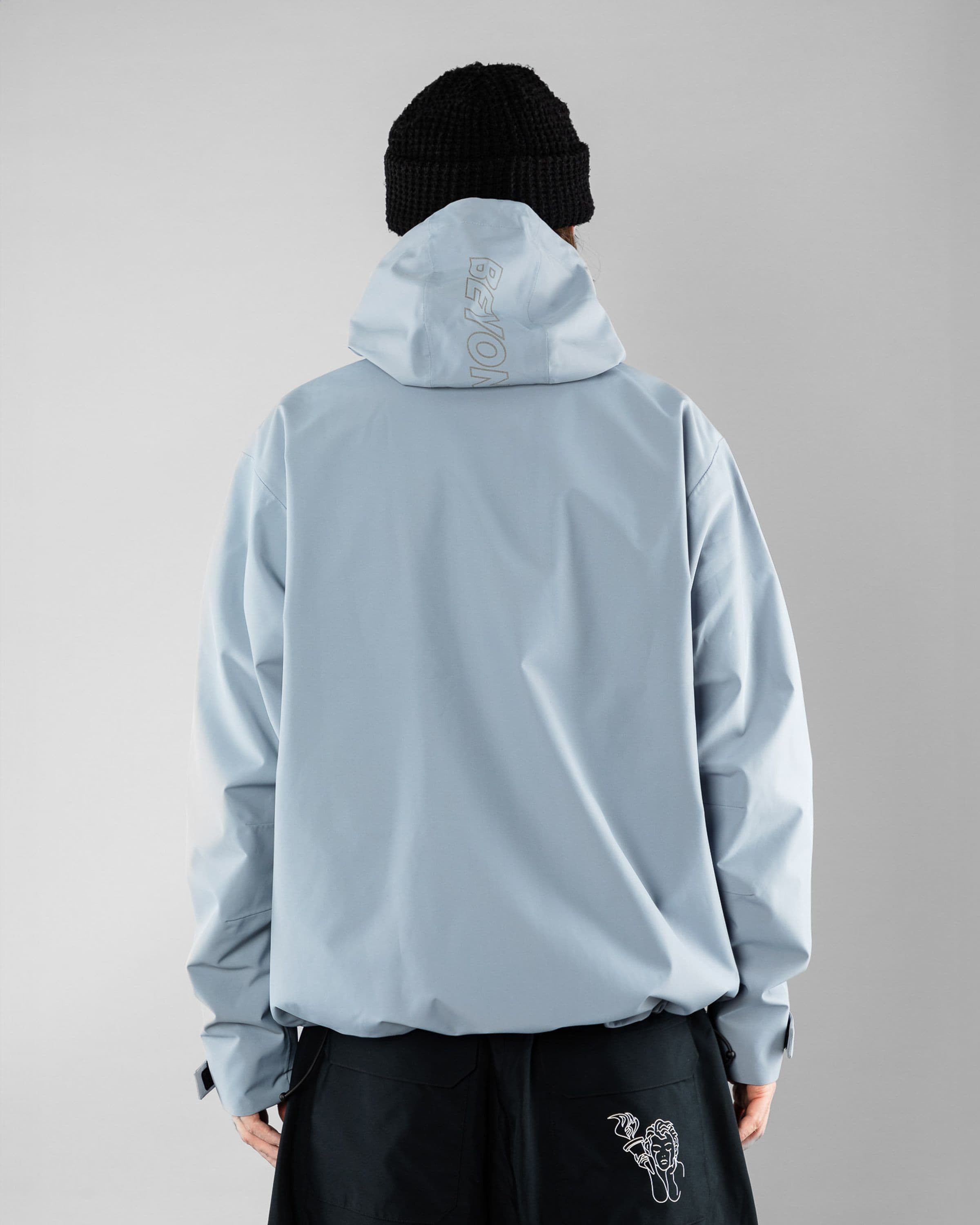 The Jacket Beyond Medals Snowboard & Streetwear Model image back with Kevin as model